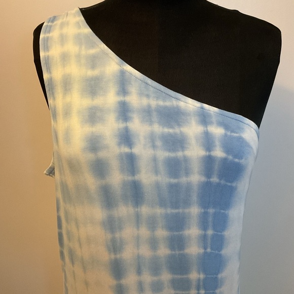 ❤️🔥 NWT Time & Tru Blue/White Tie Dye Print One Shoulder Midi Dress Size XXL/20 - Picture 7 of 11